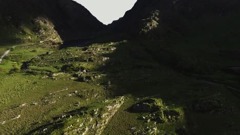 Aerial-drone-shot-of-landscapes,-cliffs,-mountains,-and-nature-in-Ireland