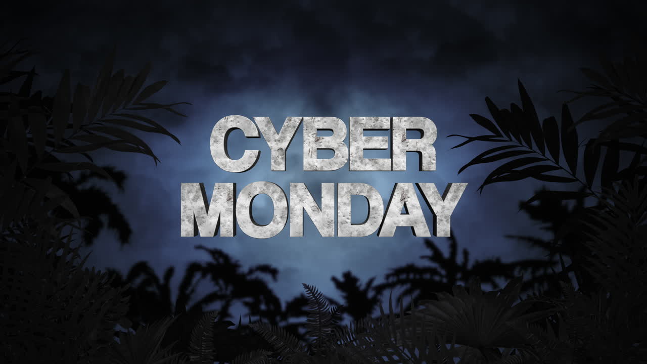 Cyber Monday with tropical trees in jungle