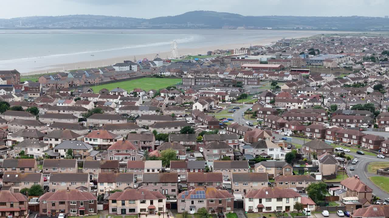 Port Talbolt, Wales UK town streets and roads drone,aerial
