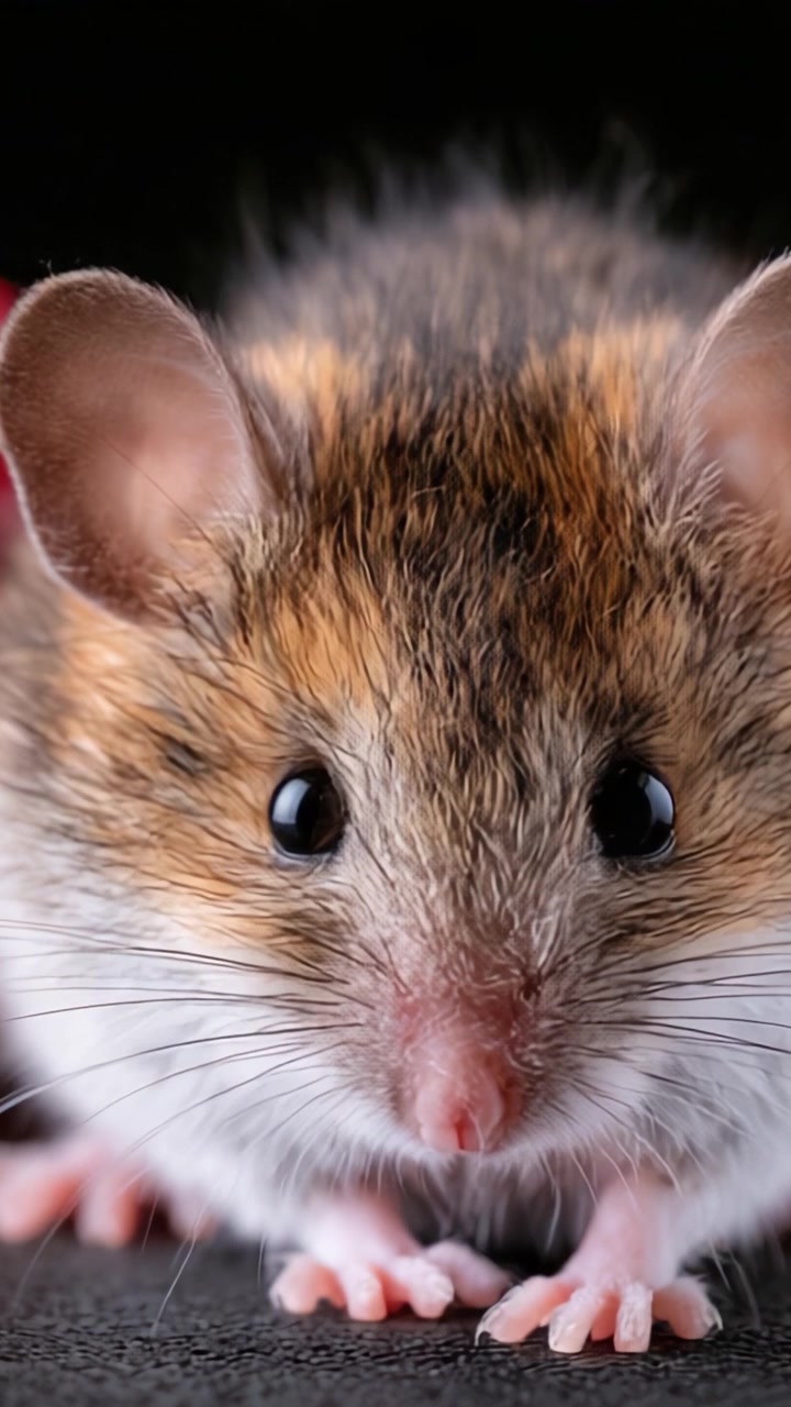 A Close-Up Exploration of a Cute, Alert Mouse Showcasing Its Distinctive Features and Intricate Fur Patterns in a Captivating High-Resolution Image
