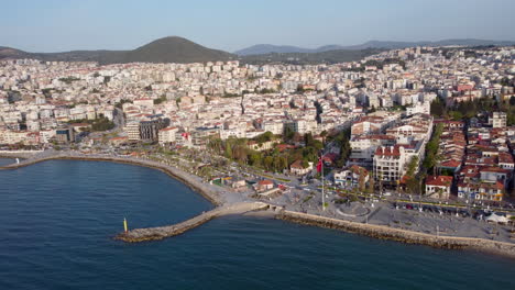 panoramic view of kusadasi city port on the western coast of turkey