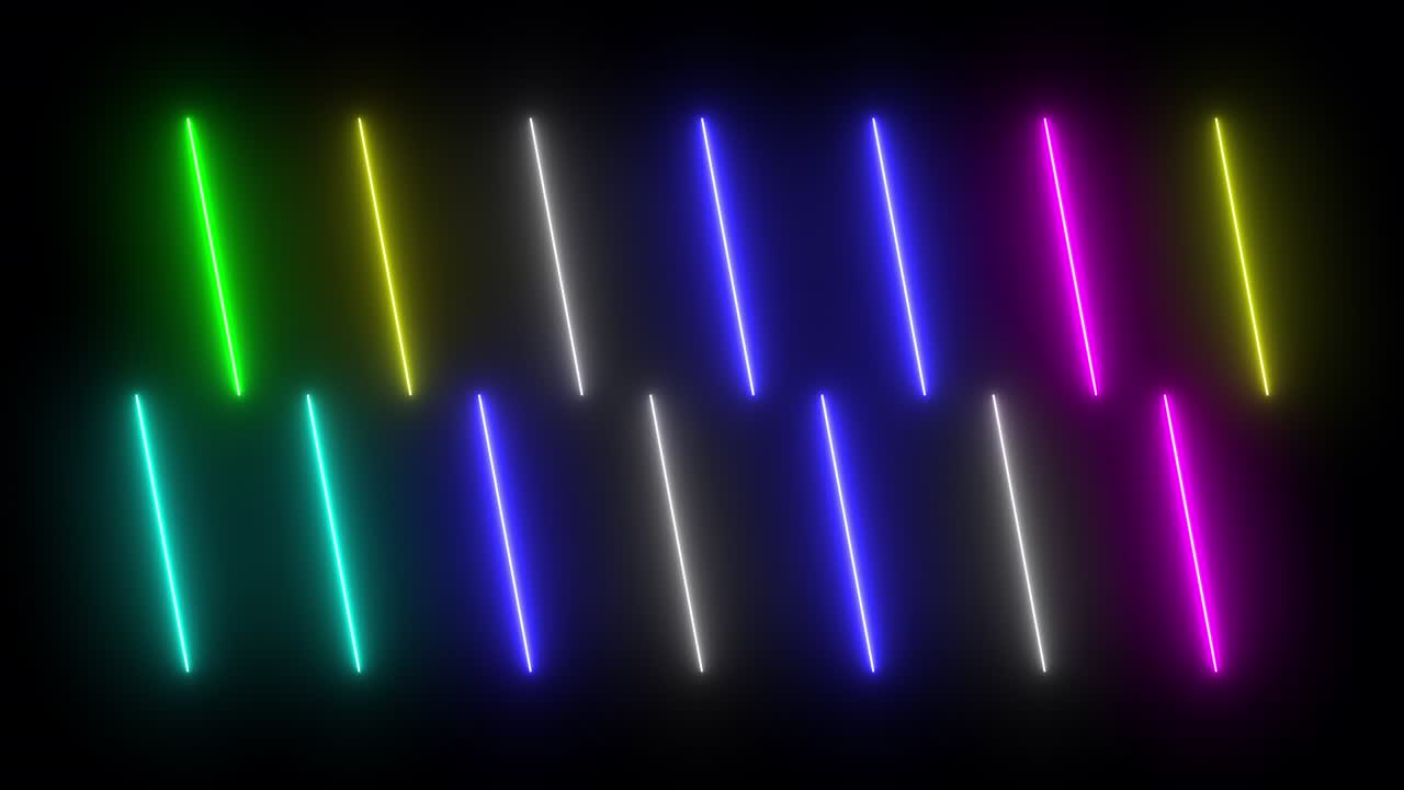 resumen colorido de la línea de neón llama brillante parpadeante bucle de animación al azar en un fondo negro.