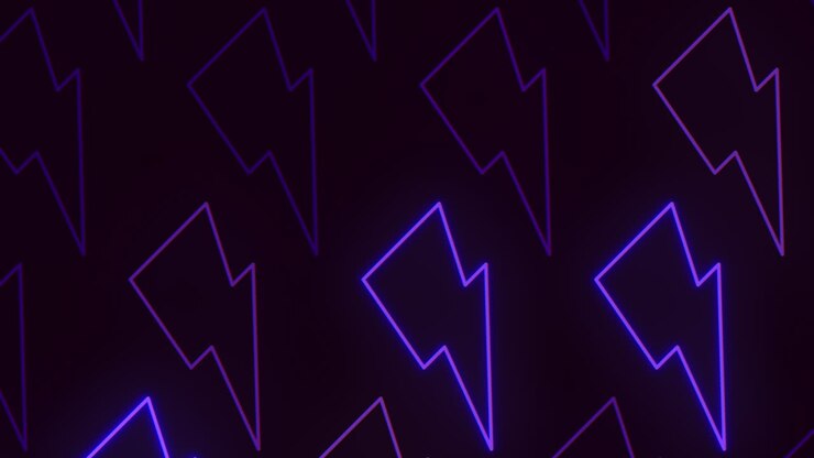 Purple lightning bolts on a black background striking patterns