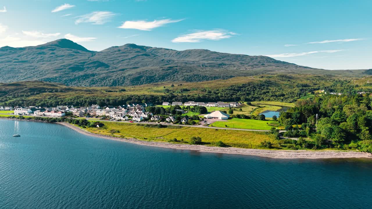 Scenic Scottish Landscape with Town and Lake