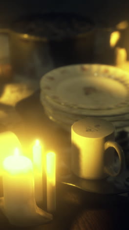 candlelit dinner setting revealing forgotten moments and untouched meals