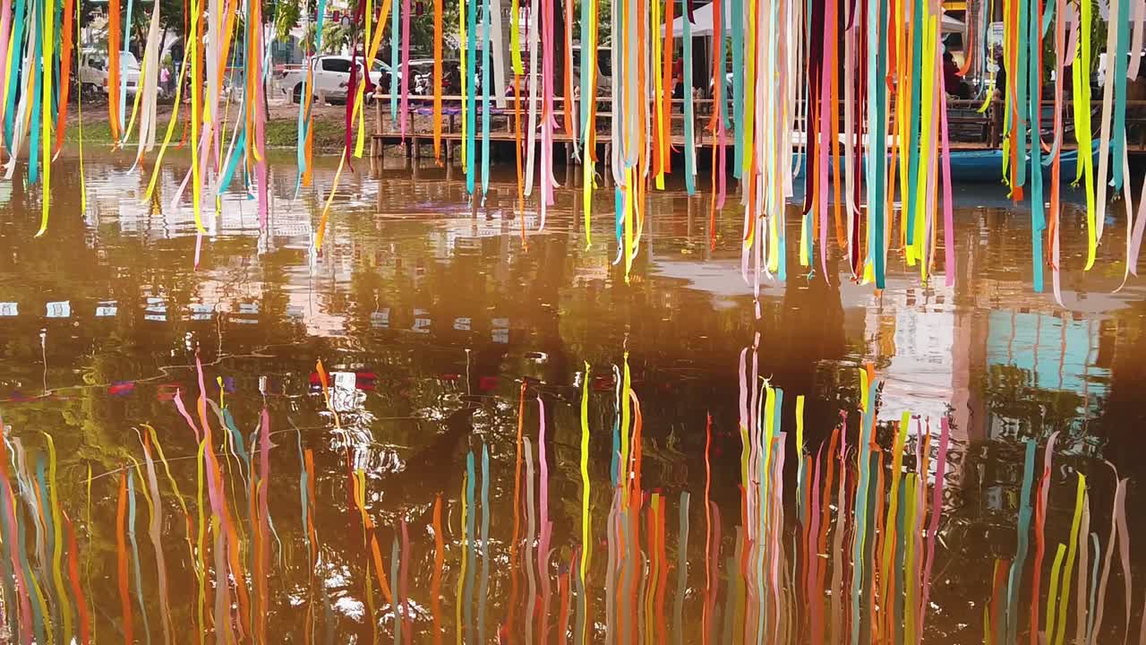 Slow Motion of Tassels Reflection Water