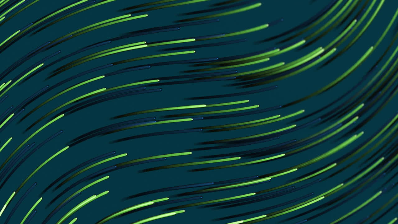 Animation of green light trails over blue background