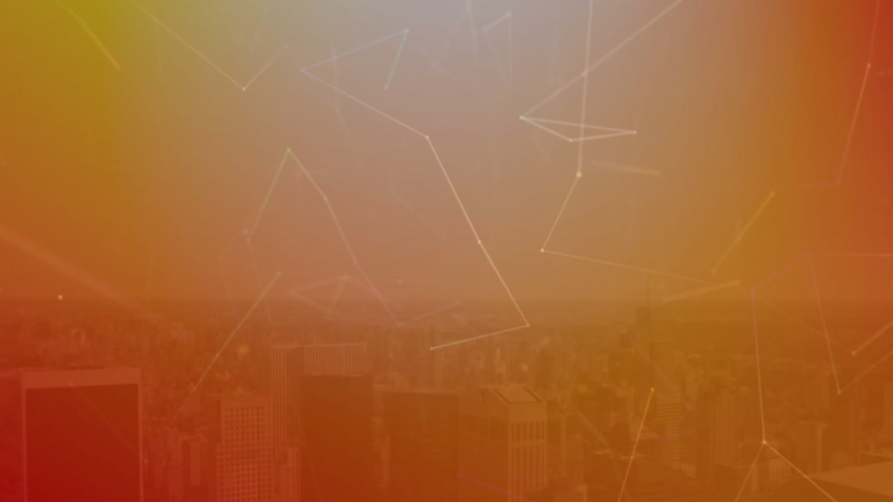 animación de la red de conexiones sobre el paisaje urbano