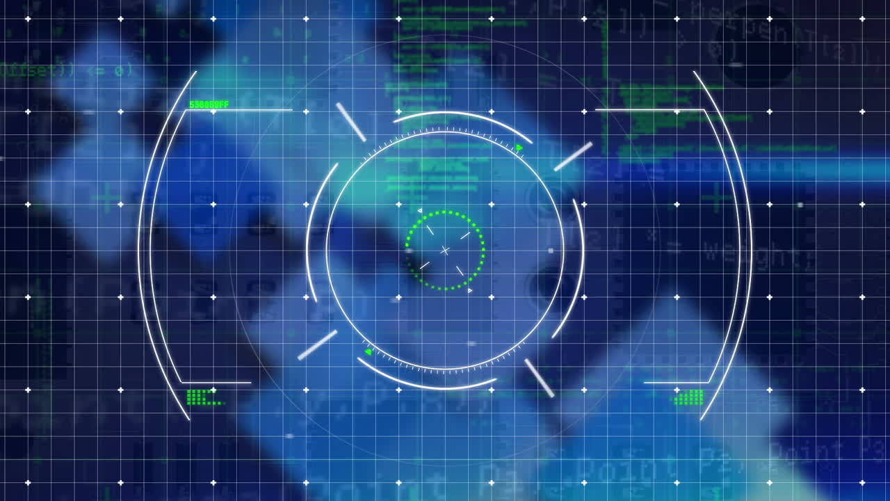 animación del escaneo del alcance y el procesamiento de datos sobre la cuadrícula