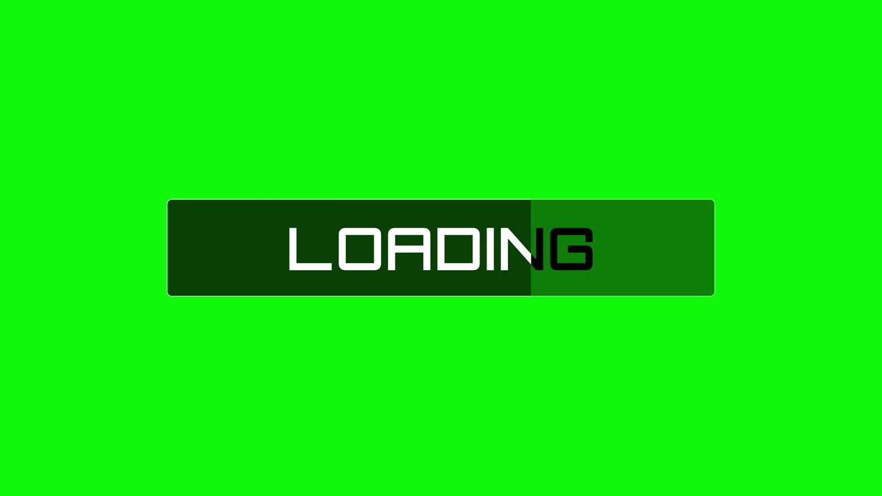 Loading progress animation. Progress loading bar UI indicator. Loading text. Green screen, chroma key