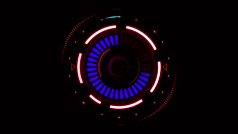 animación círculo de carga azul objetivo aislado en fondo negro.