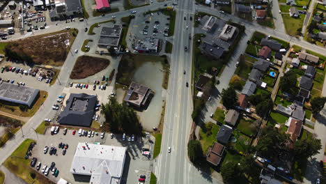 daytime traffic on alberni highway in port alberni, british columbia, canada