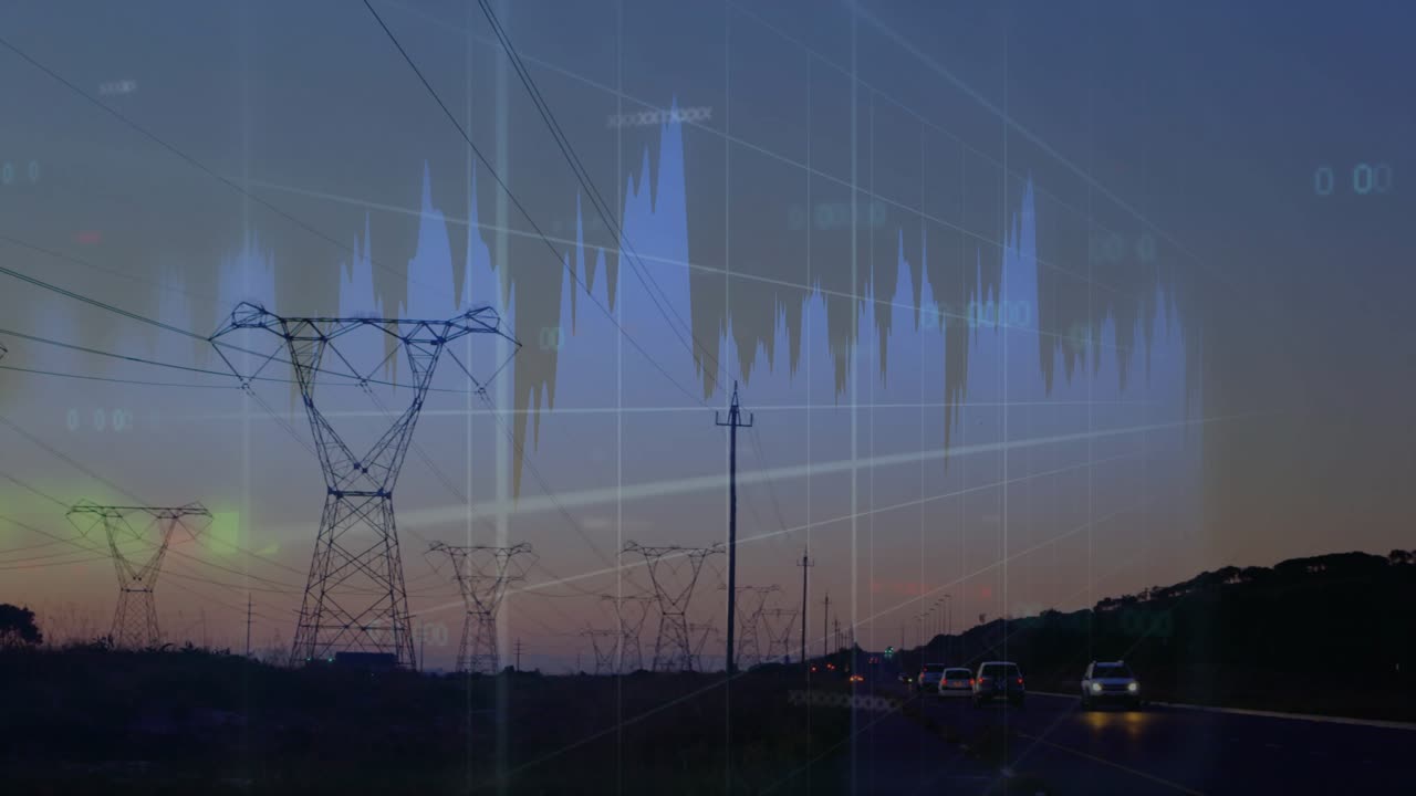 Pylons receiving data feed, overlay growing, waveform rising, candles forming, showing grid insight