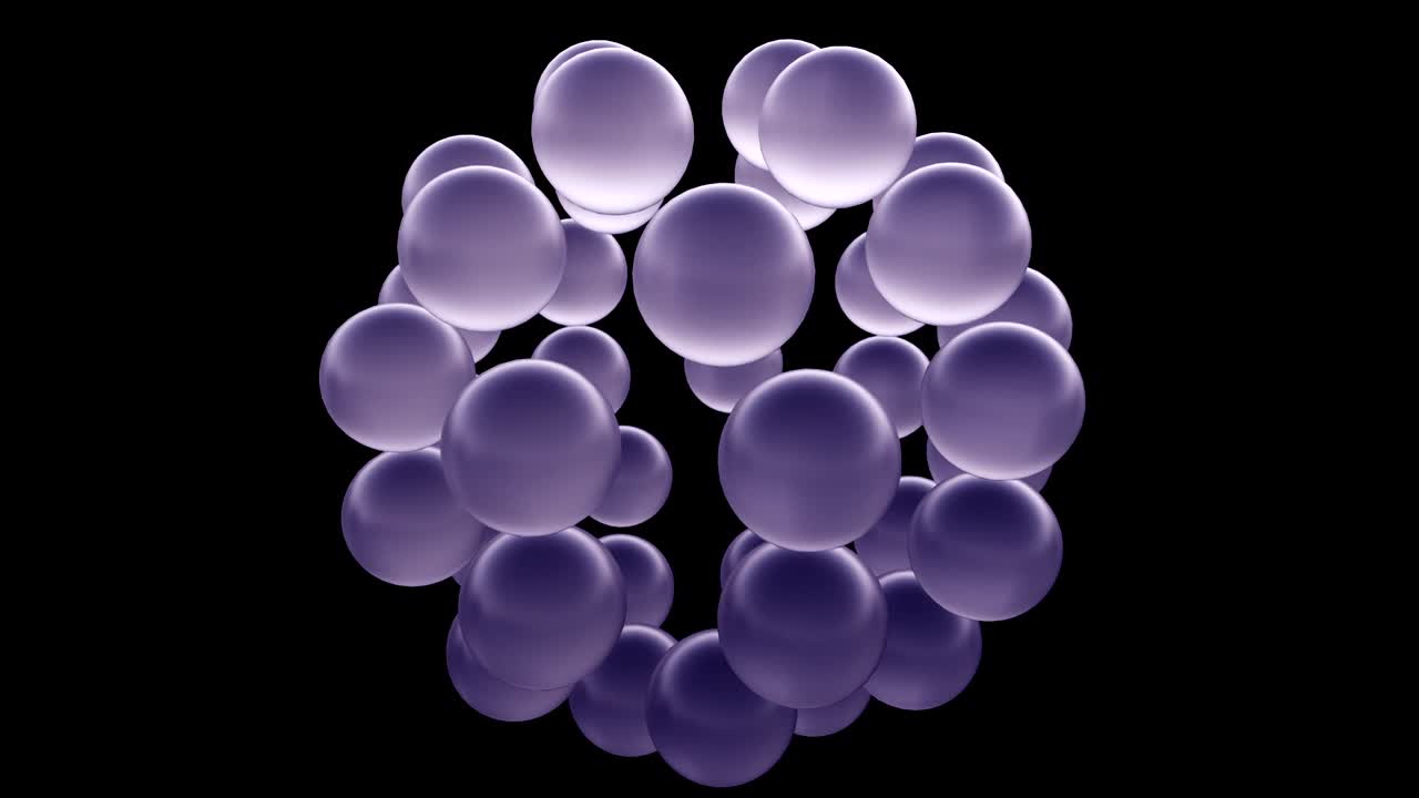 modelo giratorio 3d de moléculas hechas de esferas de vidrio.