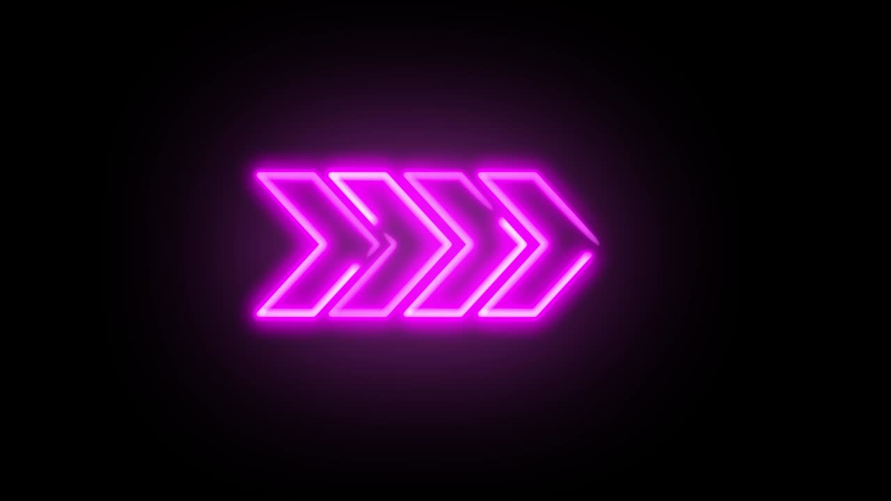 Abstract seamless 4K video animation. Video animation of glowing neon arrows on a black background.