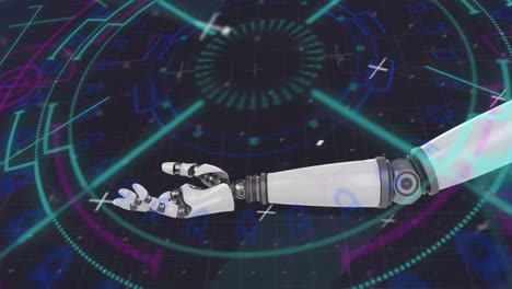 Animation-Des-Scannens-Von-Roboterarm-Und-Zielfernrohr-Auf-Schwarzem-Hintergrund