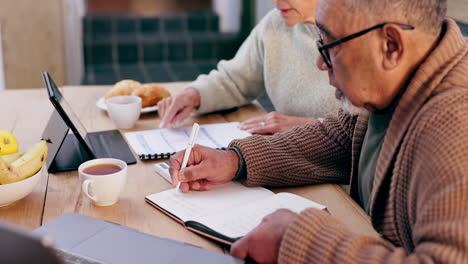 old couple with bills, calculator