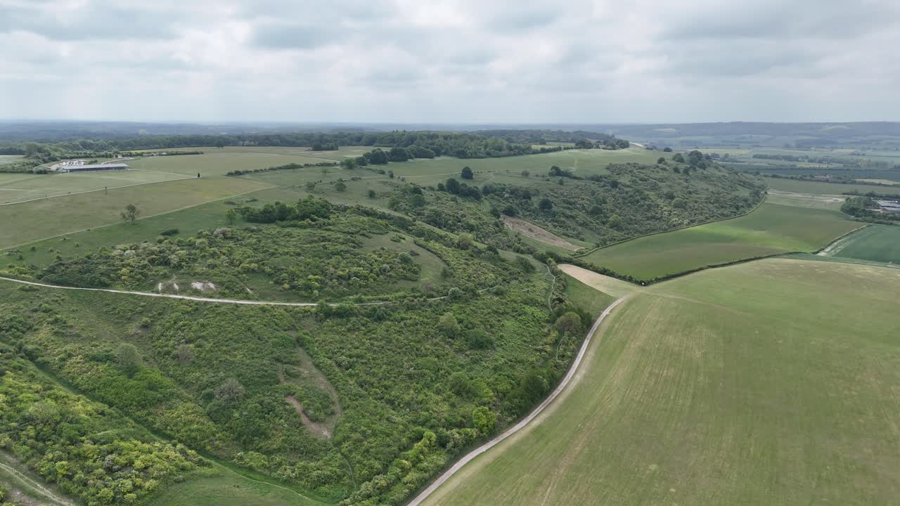 Dunstable Downs Chilton Hills Bedfordshire high drone,aerial 4K footage