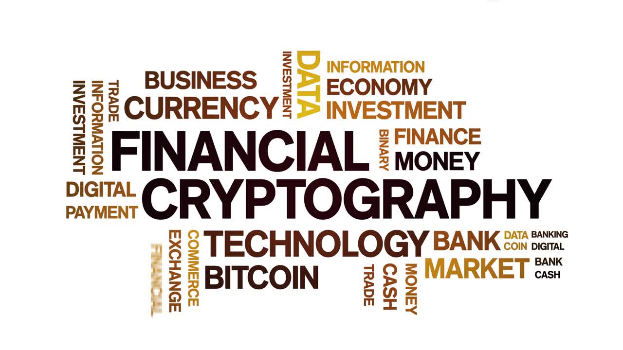 4k 금융 암호화 애니메이션 태그 단어 구름, 텍스트 애니메이션 원활한 루프