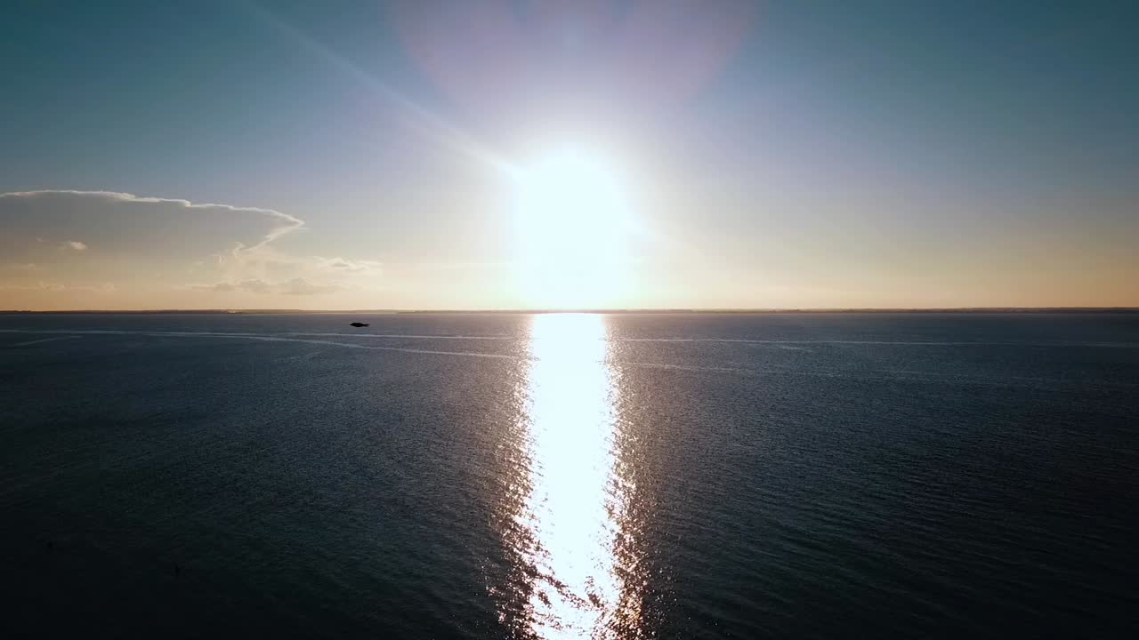 Unbelievable slowly sinking down drone shot Over sun set beam big bird flying Paradise film shot on zanzibar at africa tanzania in 2019 Cinematic wild nature aerial filmed 1080, 60 by Philipp Marnitz