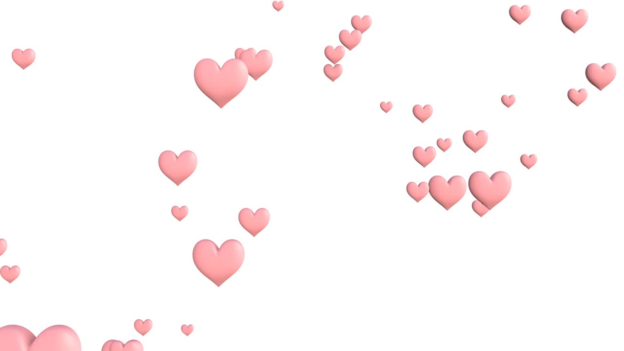 animación abstracta en forma de corazones de color rosa pálido sobre un fondo blanco.