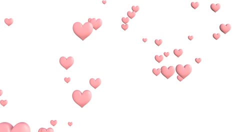 animación abstracta en forma de corazones de color rosa pálido sobre un fondo blanco.