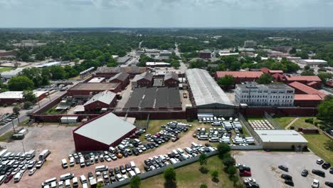 government vehicles parked at prison in usa