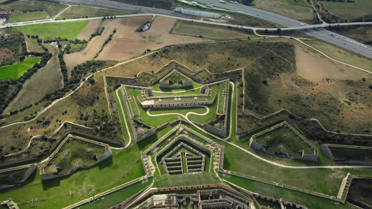 Aerial View of a Star Fort and Surrounding Landscape