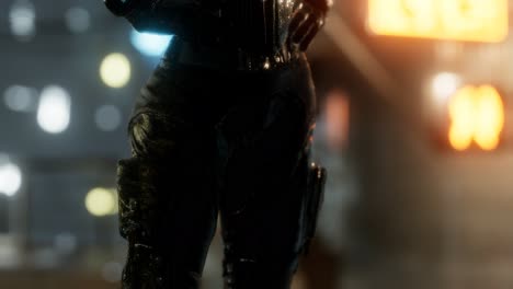 mujer joven de estilo cyberpunk futurista con luces de neón bokeh