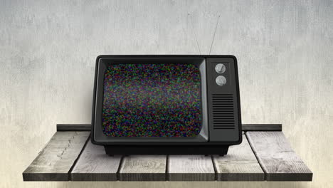 television of a wooden wall counter