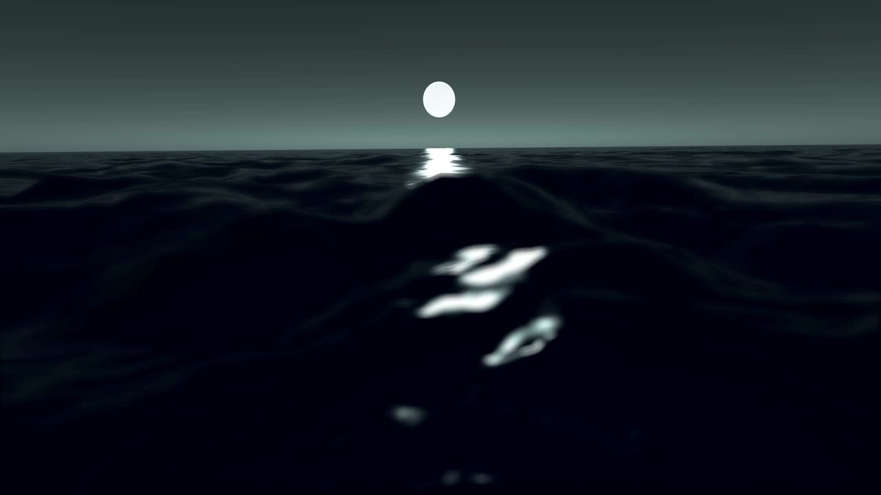 月と海の波 スローモーション 4K