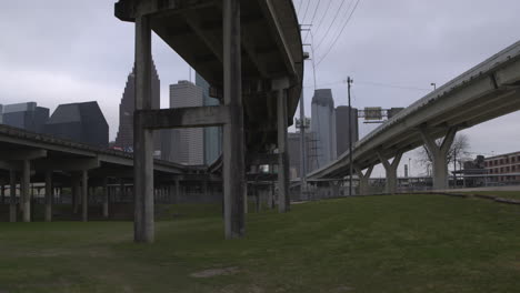 Low-angle-Establishing-shot-of-downtown-Houston