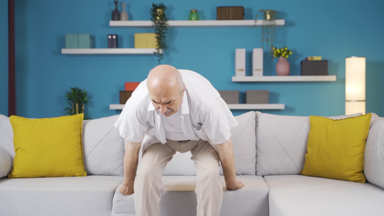 Old man losing balance, brain disorder.