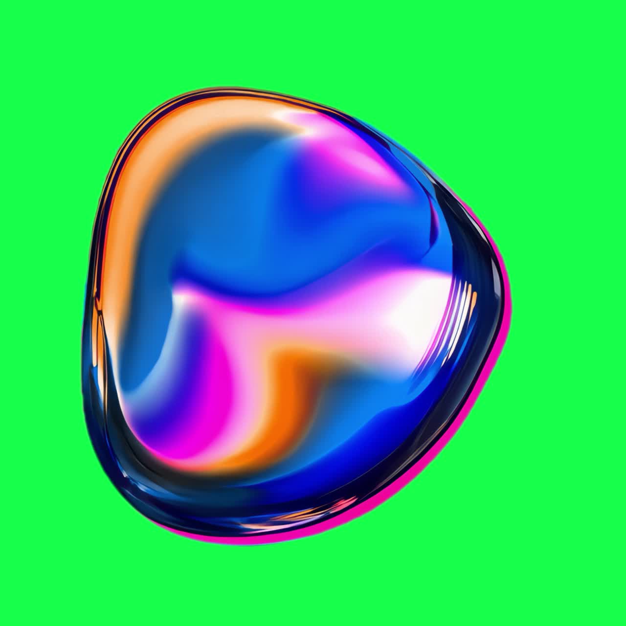 Animazione di forme astratte colorate e riflettenti, video 4K trasparente, green screen