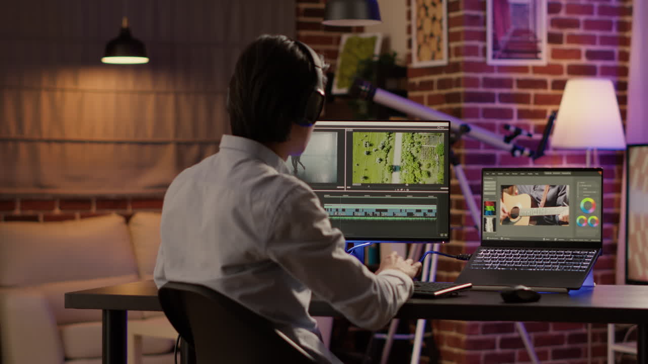 Video Editor Working on Color Grading