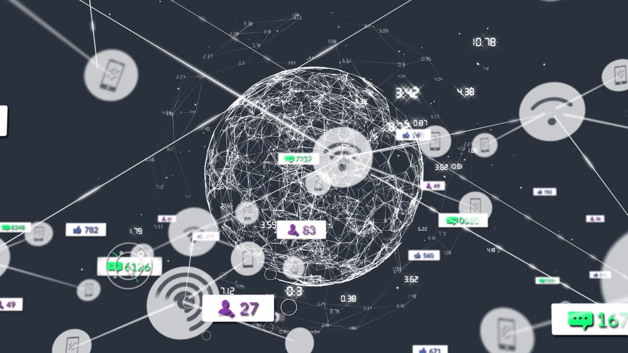 지구와 검은 바탕에 대한 연결의 애니메이션