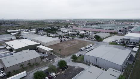 cloudy day at mcallen produce terminal market and different warehouse near by at south mcallen clouse by hidalgo international bridge