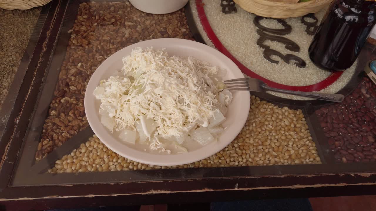 Delicious and traditional mexican tostada with cueritos (pork skin)