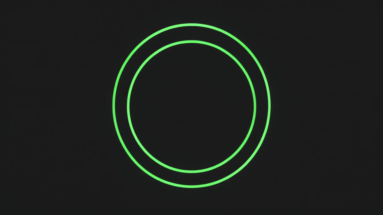 Animated Green Concentric Circles Expanding on Dark Background