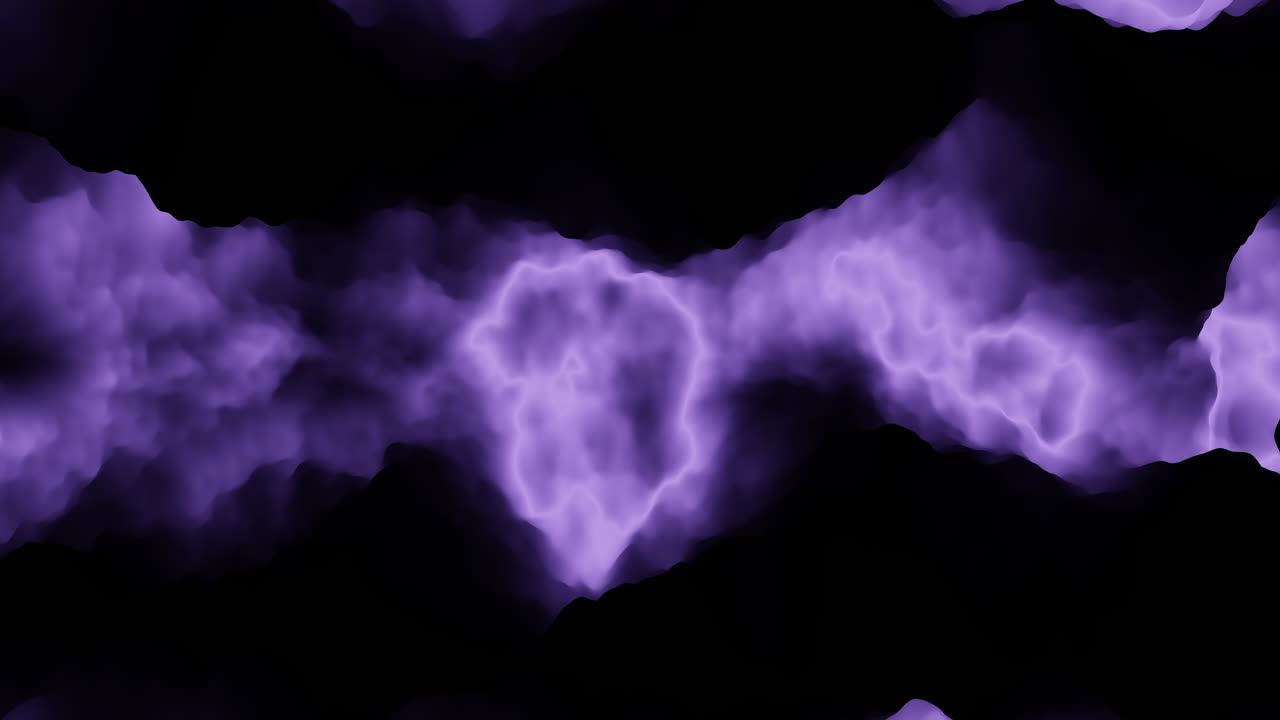검은 공간에 흐르는 어두운 신비로운 보라색 구름
