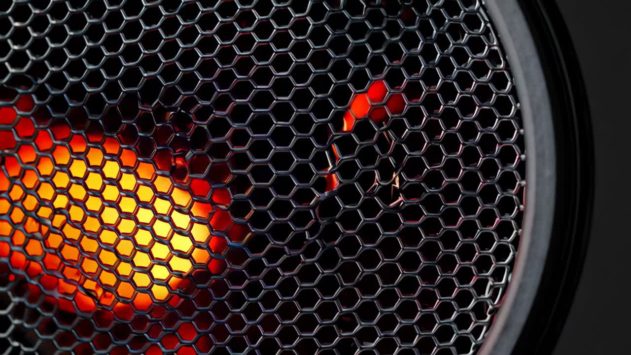 Close-up of a glowing hot heater or grill