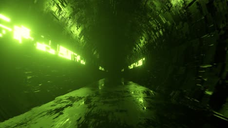 tunnel futuriste au néon vert