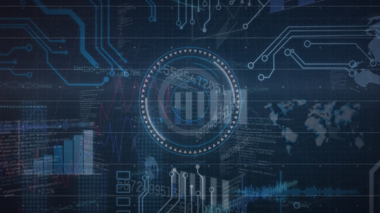 Animation of scope, data processing over motherboard