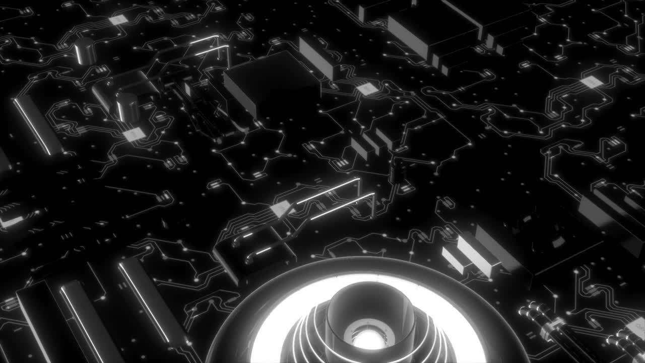 회로판의 추상 3d 렌더링