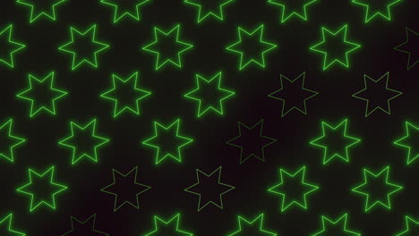 Seamless-neon-green-stars-pattern-in-rows-on-black-gradient