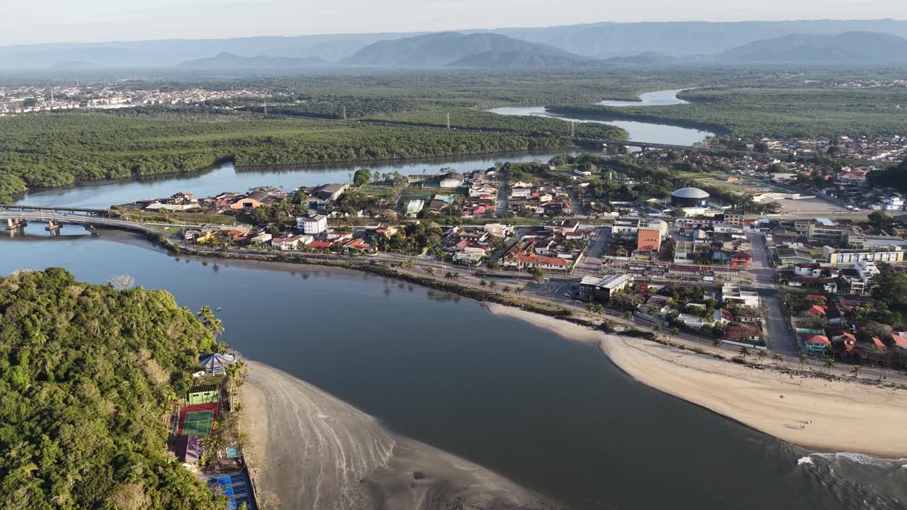 Itanhaem Skyline At Itanhaem In Sao Paulo Brazil. Beach Landscape. Nature Seascape. Travel Destination. Itanhaem Skyline At Itanhaem In Sao Paulo Brazil. Tourism Skyline