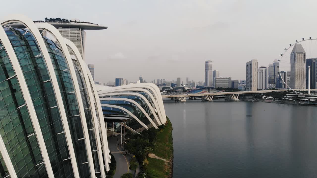 싱가포르 시내의 멋진 항공 영화