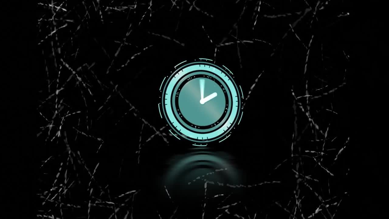 Animation of clock moving fast and clock moving fast on black background