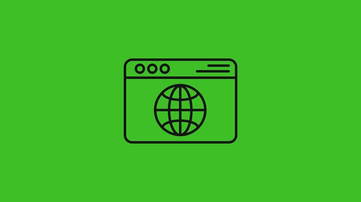 web browser line icon animation on the green screen background. 4K video. Chroma key. Useful for explayner video,website, greeting cards, apps, and social media posts