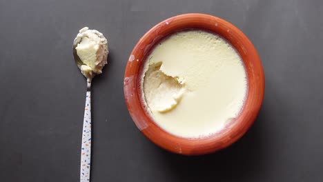homemade dahi (yogurt) in clay pot